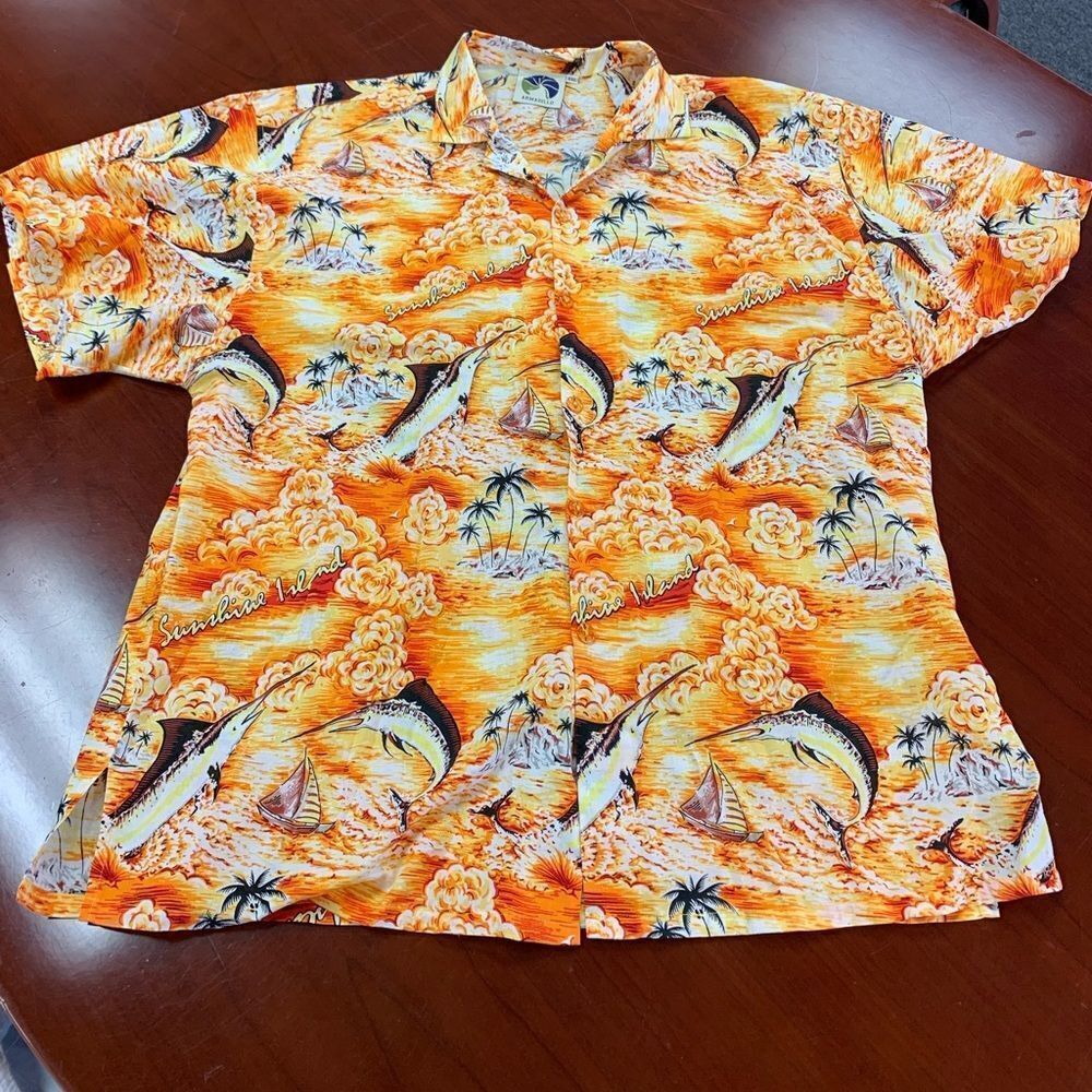 Armadillo Sunshine Island Marlin S/S Button Down Shirt sz XXL NWOT